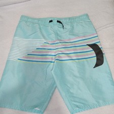 Hurley Board Shorts Boy  s Size Large Blue Gray Logo Swim Beach Surf