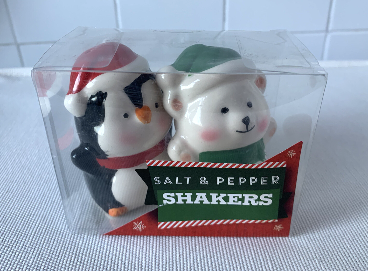 CHRISTMAS Penguin & Polar Bear SALT & PEPPER SHAKERS Festive Cute Fun Gift New