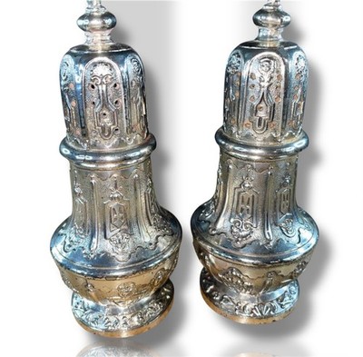 Antique Corbel & Co Silver Plated Salt Pepper Shaker Set Early 1900s Japan