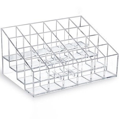24 Slots Lipstick Organizer Clear PS Acrylic Makeup Storage Holder with 24 In...