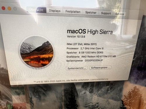 APPLE iMac 27 zoll macOS High Sierra vers. 10.13.6.  Mitte 2011 Selbstabholung - Bild 2 von 6