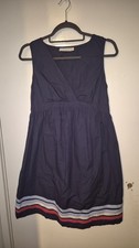 Jojo Maman Bebe Nursing Friendly Midi Dress Navy Nautical V Neck Uk 8