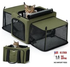 Cat Carrier Expandable, Stable Pet Carrier with 5mm Thick Steel Wire Green