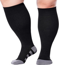 plus Size Compression Socks for Women Men 15-20Mmhg Wide Calf Knee High Socks