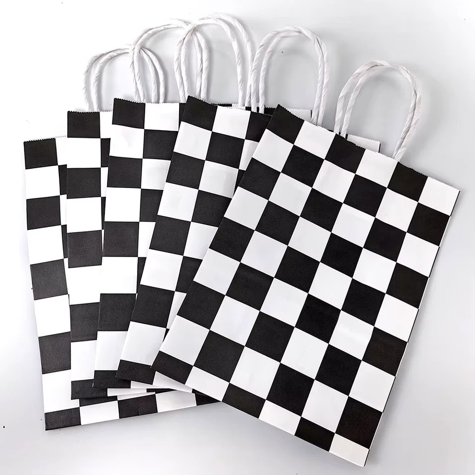 10/20/40/60Pcs Black and White Checkered Paper Gifts Bag Kids Racing Car Theme B - image 4 of 4