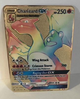 Rare Gold Rainbow Metal Charizard GX 150/147