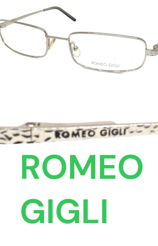 Romeo Gigli Montatura per Occhiali da Vista Uomo Donna Vintage Argento 2000's