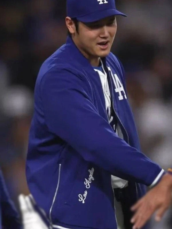 Jaqueta LA Dave Roberts LA Dodgers azul lã estilo bombardeiro jaqueta Varsity - Imagem 4 de 4