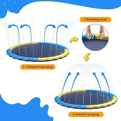 90.5" Splash pad, extra large sprinkler play mat fun for kids, summer outdoor - Picture 4 of 5
