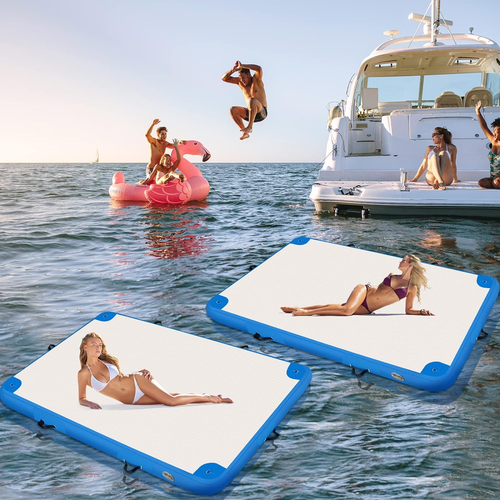 Inflatable Lake Float for Adults, Multi-Person Inflatable Swim Deck with None-Sl - Picture 7 of 7
