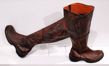 EJECT Damen Stiefel 37 Echtleder innen & außen Braun mit orangem Innenfutter