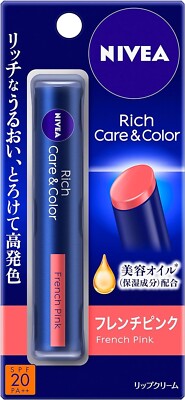 Nivea Rich Care & Color Lip french pink Lip Balm Moisturizing oil 2g Normal JP
