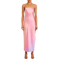 SER.O.YA Cerith Silk Strapless Midi Slip Dress Size Large Sunset Tie Dye Pink