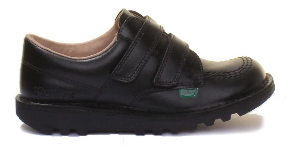 Kickers Junior Low 2 Touch Twin Vel Leather School Shoes In Black Size US 1 - 14 - Image 2 of 4
