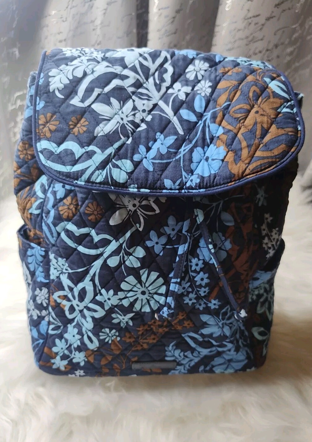 Vera Bradley Java Floral Drawstring Blue Backpack… - image 3
