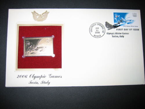 2006 OLYMPIC GAMES TURIN ITALY Gold GOLDEN Replica Cover STAMP - Afbeelding 1 van 1