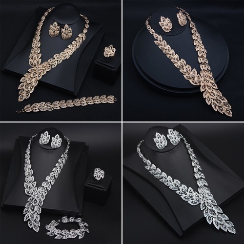 Crystal Jewelry Set Statement Necklace Earring Choker Bibs Women Bridal Wedding - Picture 7 of 174