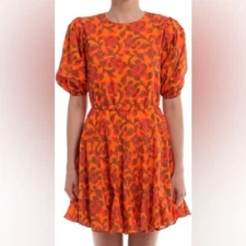 NWT Rhode Molly Orange Mini Dress in One Love Sz Medium