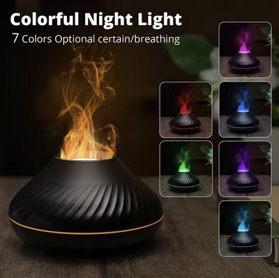 130ml Aromatherapy Humidifier with 7 Simulated Flame Effects.
