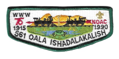 BSA LODGE 561 OALA ISHADALAKALISH 1990 NOAC OA 75TH GREEN BORDER ISSUE S-20 FLAP