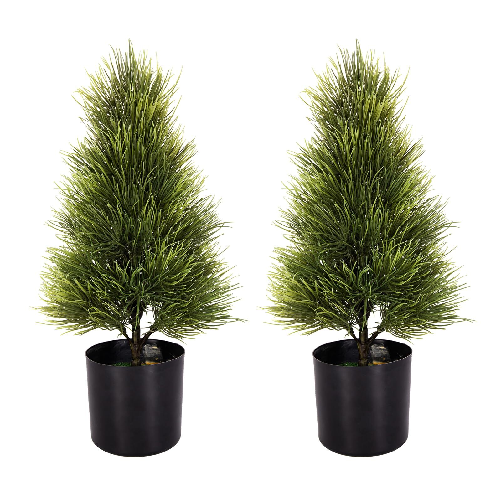 21-Inch Artificial Topiary Trees for Outdoor Use Potted Faux Evergreen Plants