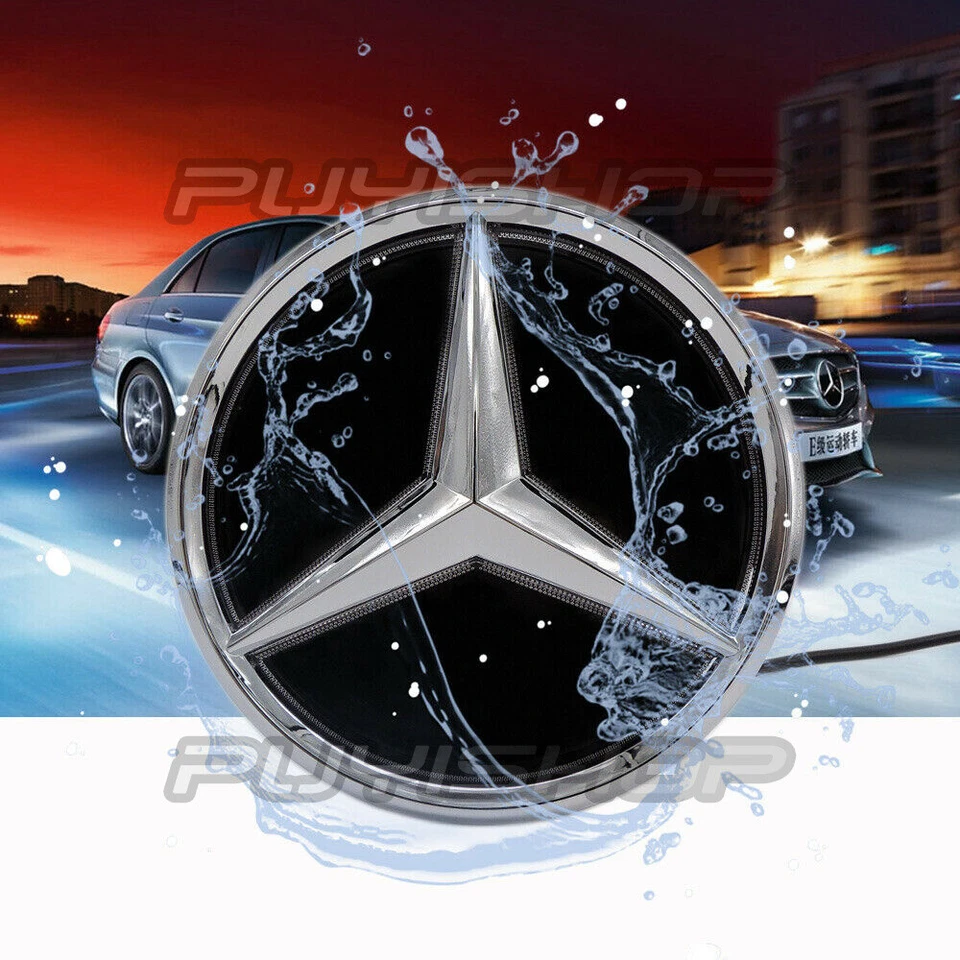 Chrome Mirror Car Led Emblem Badge Grill Logo Star Light For Benz E Class 16-20 - Image 3 of 4