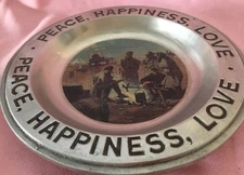 Vnt Craft American Pewter Plate By Bon Chef Inc NJ USA Peace Happiness Love*