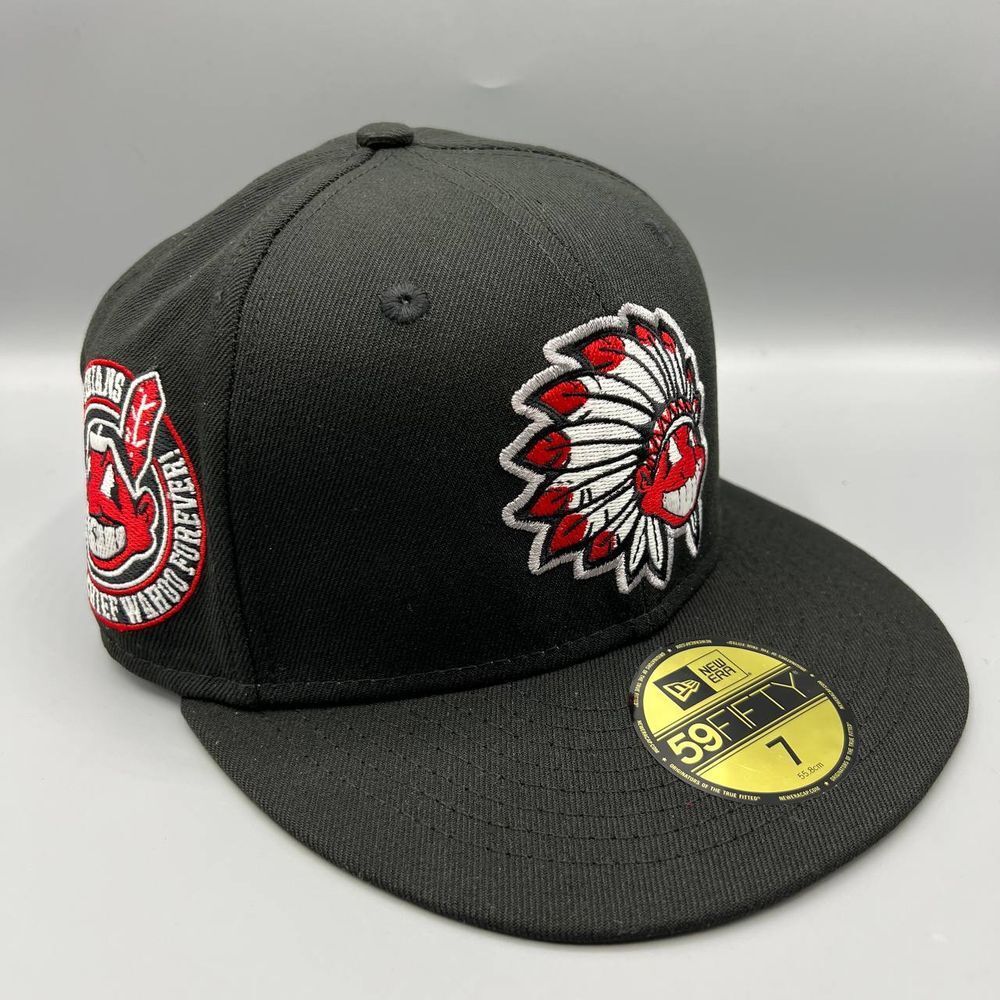 ウェア NEW ERA 59FIFTY Cleveland Indians 7 1/8 Cleveland Indians Guardians Hat Men 7 Black 59Fifty New Era Fitted