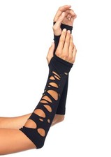 LEG AVENUE DISTRESSED ARM WARMERS BLACK