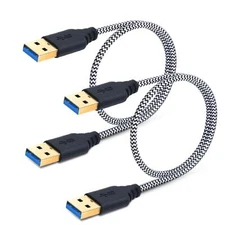 Besgoods USB to USB 3.0 Cable 2-Pack 1.5ft Short Braided USB 3.0 A to A Cable...