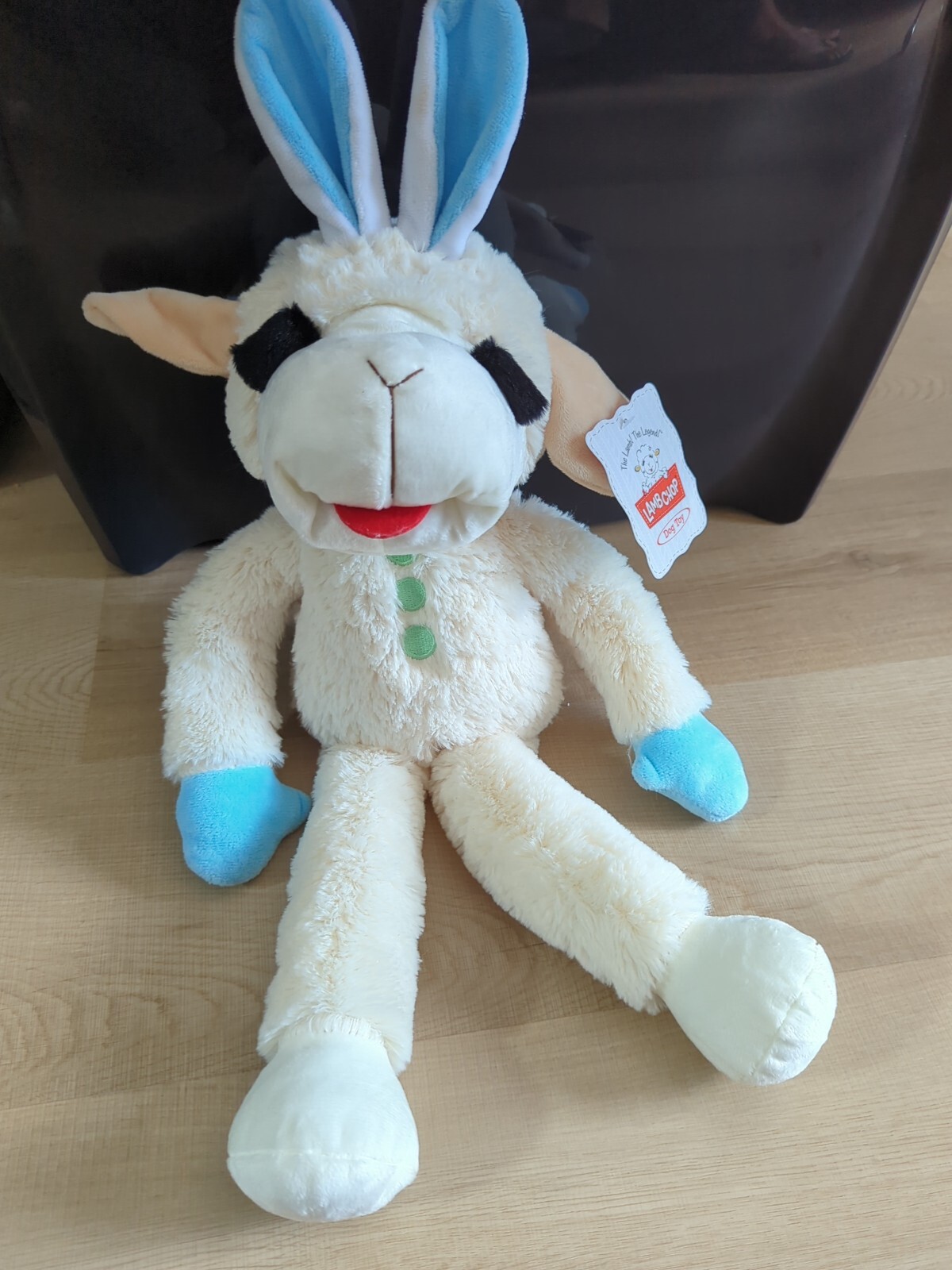 blue lamb chop dog toy