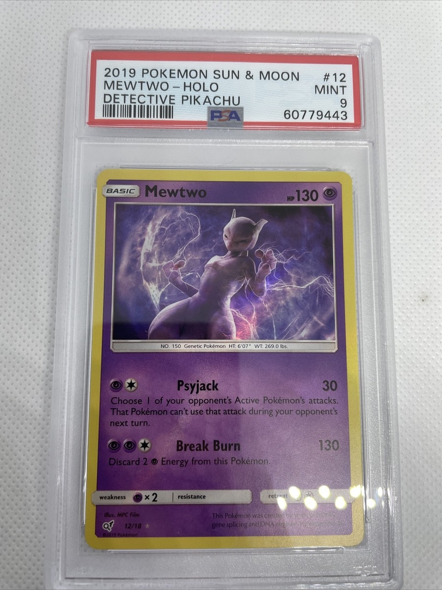 PSA 9 2019 Detective Pikachu #12 Mewtwo Holo, Pokemon Trading Card Game PSA 9 2019 Detective Pikachu #12 Mewtwo Holo, Pokemon Trading Card Game