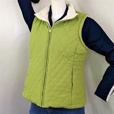 Womens Izod Fleece Body Warmer Gilet Green Reversible Full Zip Fleece Size M