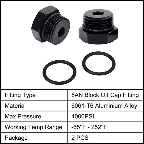 LokoCar Block off Cap ORB Plug Fitting 4AN 6AN 8AN 10AN 12AN Adapter Male 2Pcs - Picture 21 of 27