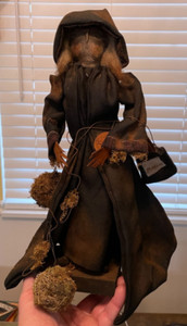 Hand Made Halloween Primitive Fabric Folk Art Witch Jo Ann Palmer Decor 14" 2009