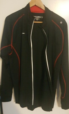 Balanced Tech Pro Sport Performance Gear Jacket Size Large, Black w Red & Silver