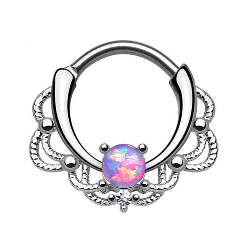 1PC 16G Septum Ring Segment Clicker Surgical Steel CZ Gem Nose Hoop Ring Jewelry - Picture 6 of 18