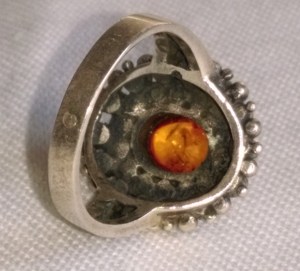 Bague Ancienne En Argent 925 Tête De Minerve Avec Ambre Et Marcassites – Taille 53, Vintage
