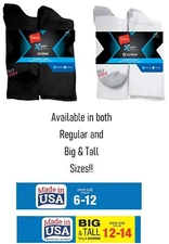 Hanes Men's X-Temp Comfort Cool CREW Socks: Cushion Sport Work Big Tall Lot