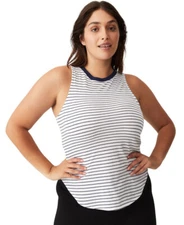 Cotton On Women's Active Curve Hem Tank (Stripe, Small)