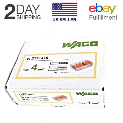 Pack of 25 Wago 221-415 LEVER-NUTS 5 Conductor Compact Connectors New USA STOCK