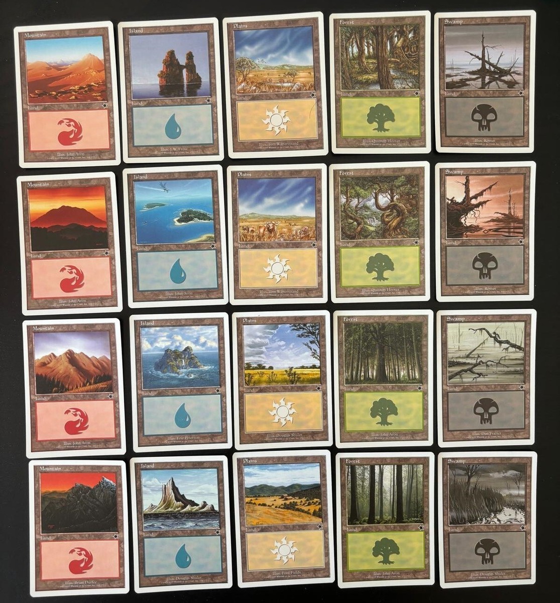 MTG 20X STARTER BASIC LANDS SET NM 1999 ~ FOREST PLAINS SWAMP