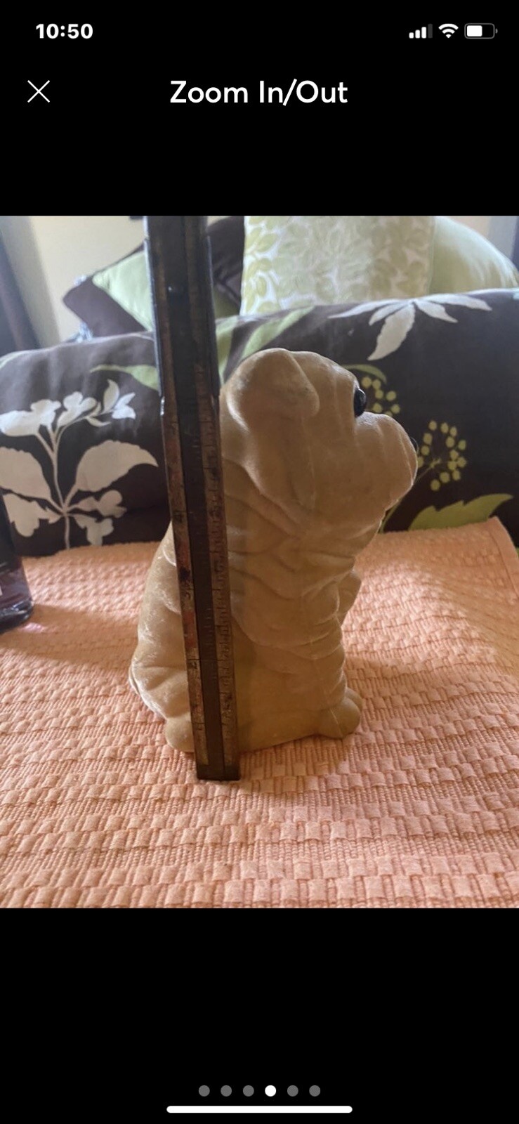 Vintage Flocked Shar Pei Dog coin piggy Bank Mr. Wrinkles puppy fuzzy Blow Mold
