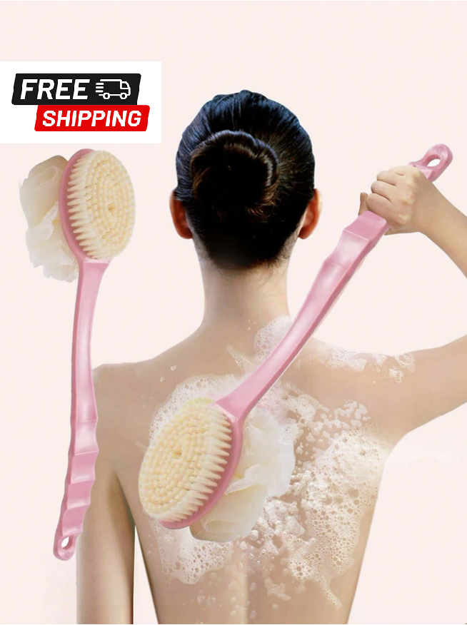 1pc Pink Long-handled Bath Brush,  For Back Exfoliating And Shower Cleaning NEW