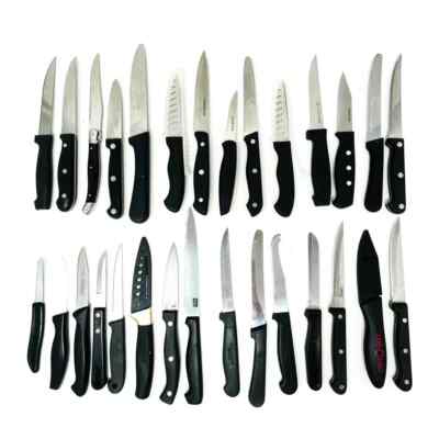 Farberware, Tramontina and Assorted Knife Set, Black Handle, Stainless, 29 Pcs