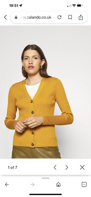 Tory burch ribbed simone cardigan Saffron gold Size M/ US UK