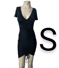 🆕Black Stretchy Front Ruched Mini Dress~Size S