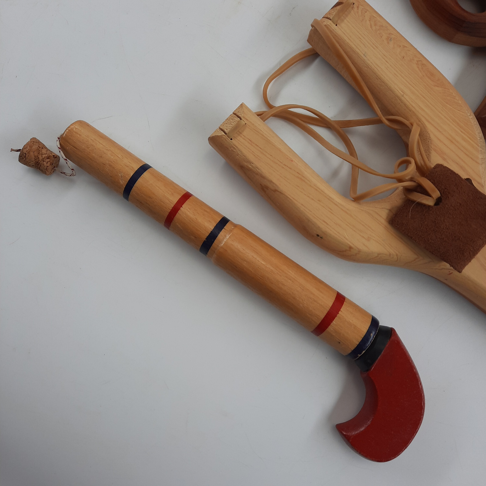 Rubber Band Gun Clothespin, Slingshot And Cork Popper, Lot of 3, Wooden