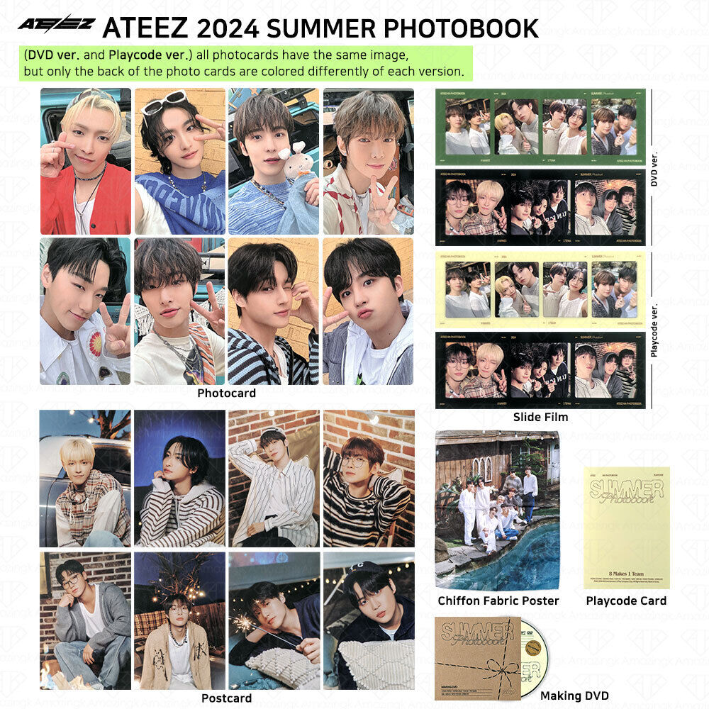 ATEEZ 2024 SUMMER PHOTOBOOK Photocard Postcard Slide Film ATEEZ 2024 SUMMER PHOTOBOOK Photocard Postcard Slide Film