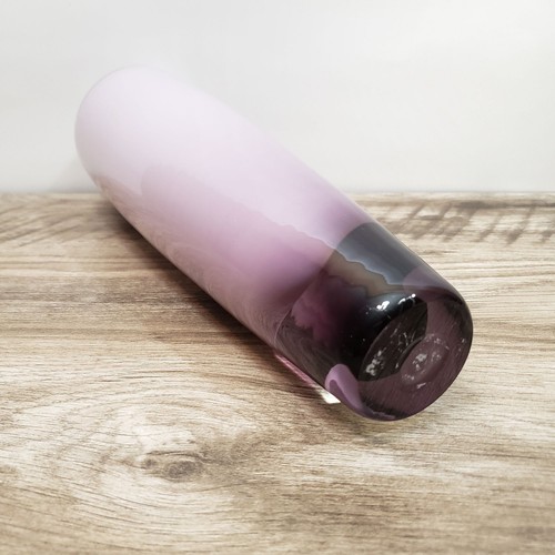 Sasaki Purple Amethyst Hand Blown Glass Rolled Lip 14" Large Overlay Vase - Picture 3 of 7
